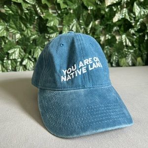 NWOT Urban Native Era 'YOU ARE ON NATIVE LAND' DAD CAP BLUE One Size Adjustable